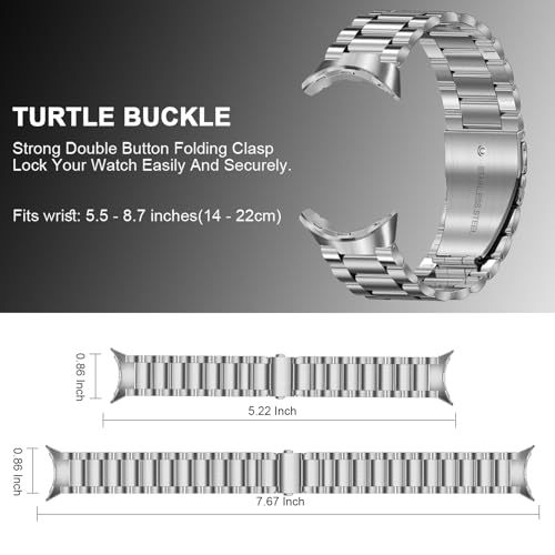 Image of Yeahxing Metal Band for Pixel-Watch 3 45mm 41mm - Stainless Steel Bands for Google Pixel Watch 4 /3 /2 /1 2025, Adjustable Wristband for Men Women
