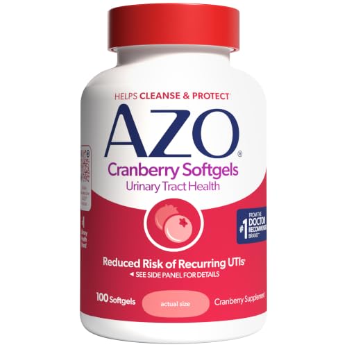 AZO Cranberry Supplement Made with Concentrated Whole Fruit Cranberry Powder to Help Cleanse and Protect the Urinary Tract* Sugar Free Cranberry Pills Non-GMO 100 Softgels