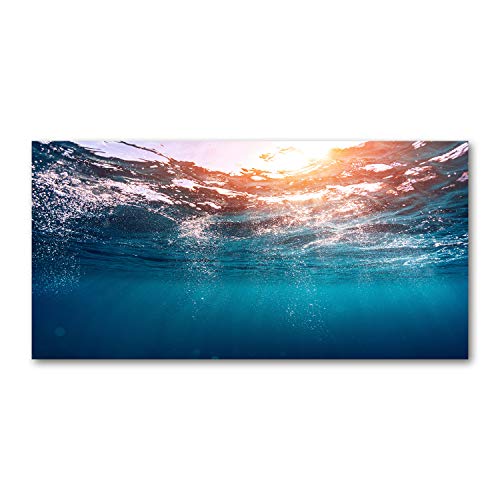 Crédence de cuisine en verre trempé 120x60 cm bleu paysage monde sous-marin