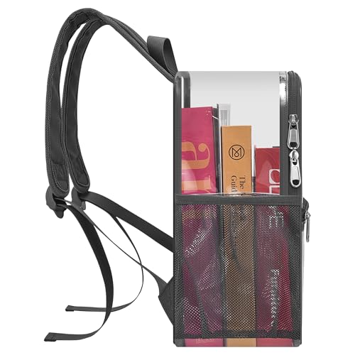 Image of Busiuw Clear Backpack for Stadium Events 12x12x6 Mini Small Sports Fan Backpacks with Front Pocket for Concert Sport Events Work Travel(Charcoal Gray)
