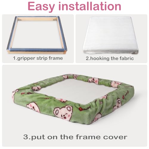 Image of 9.8 inch*9.8 inch Gripper Strip Frame Cover Rug Hooking Frame Cover Punch Needle Frame Cover Flannel (Green)