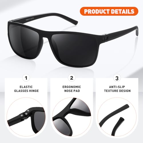 Wzerry Night Vision Glasses for Men, Yellow Tint Anti Glare Night Driving Glasses - Safe Driving Eyewear for Nighttime4