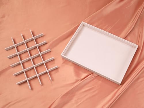 Insert de tiroir velours rose clair avec séparateurs modulables pour bijoux - 6