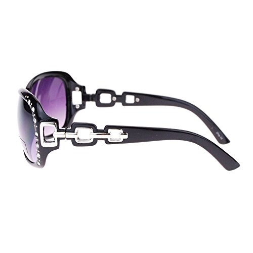 SA106 Womens Oversized Rectangular Rhinestone Encrusted Chain Arm Fashion Sunglasses4