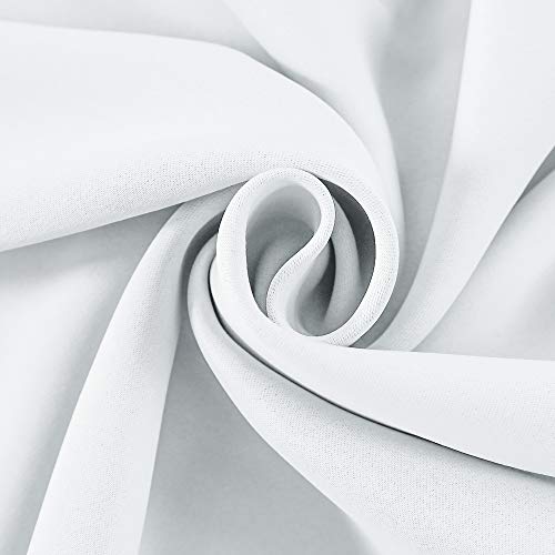 Decovsun White Valance For Windows 60X18 Inch Solid Thermal Insulated Blackout Rod Pocket Kitchen Short Curtain Toppers Valance For Bathroom Living Room 1 Panel #TOP2