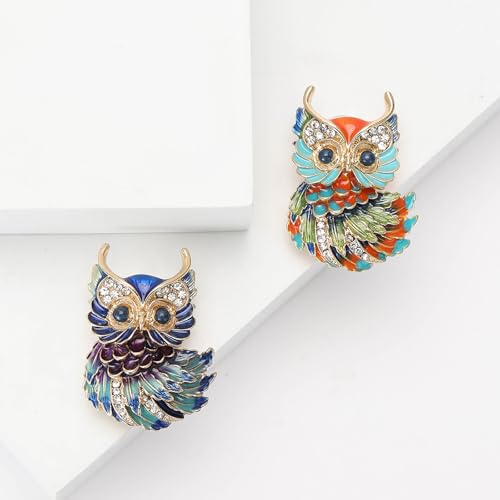 Image of Enamel Bird Brooch for Women Rhinestones Owl /Hummingbird /Eagle /Toucan Lapel Pin Cute Bird Brooches Jewelry Gifts for Mom Wife