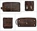 RUSTIC TOWN Full Grain Leather Travel Toiletry Bag - Cosmetic Ditty Kit Organizer (Dark Brown)