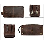 RUSTIC TOWN Full Grain Leather Travel Toiletry Bag - Cosmetic Ditty Kit Organizer (Dark Brown) - Image 5