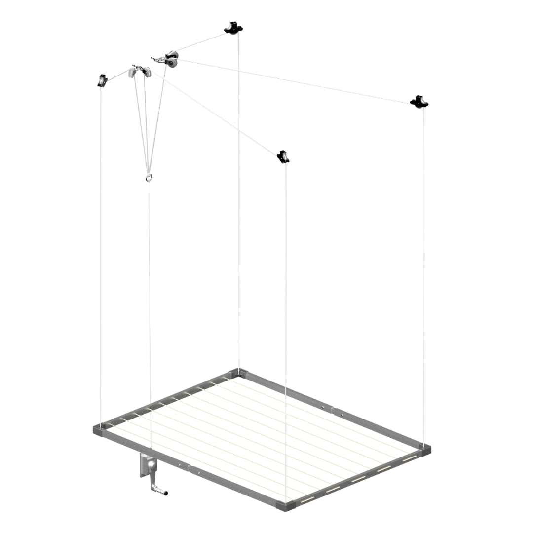 Cuncial - Tendedero de Techo Extensible I Tezno Techo Manivela | Fabricado en Aluminio anodizado | Ahorra Espacio | Gran Capacidad de tendido | Sistema Sube y Baja