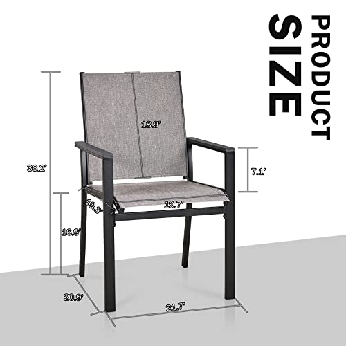 Meooem Outdoor Patio Dining Chair Set Of 2, Textilene Patio Furniture Chair With Armrest & Black Metal Frame For Lawn Garden Backyard. #TOP2