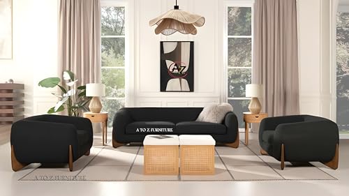 Image of A to Z Furniture Classic Chesterfield Sofa Set Luxury Chesterfield Sofa in for Home Living Room & Office (Black 3+1+1)