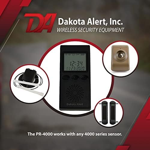 Dakota Alert PR-4000 Receiver shown with various compatible 4000 series sensors.