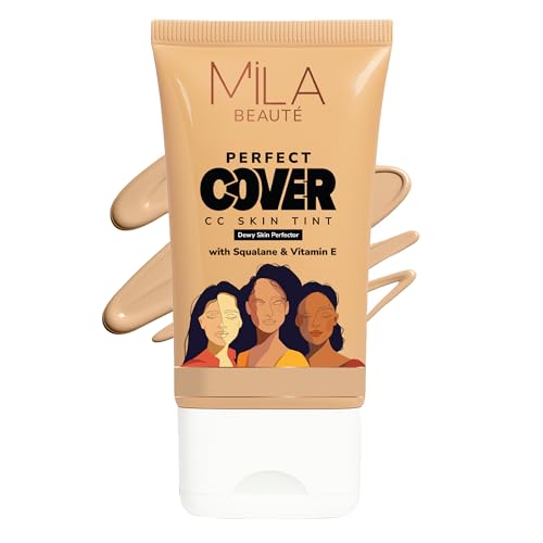 Image of Mila Beaute Perfect Cover Cc Cream With Spf 24+ I Light Makeup With Natural Coverage & Dewy Finish I Skin Tint With Squalene I Hydrate & Brighten Skin | Conceal Dark Spots (25ml, Biscuit Spread)