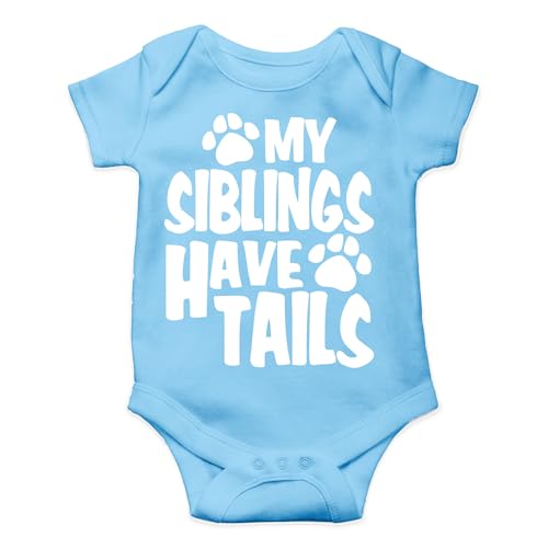 Image of AW Fashions My Siblings Have Tails Baby Bodysuit Funny Cute Newborn Outfit Girl Boy Unisex Romper Clothes