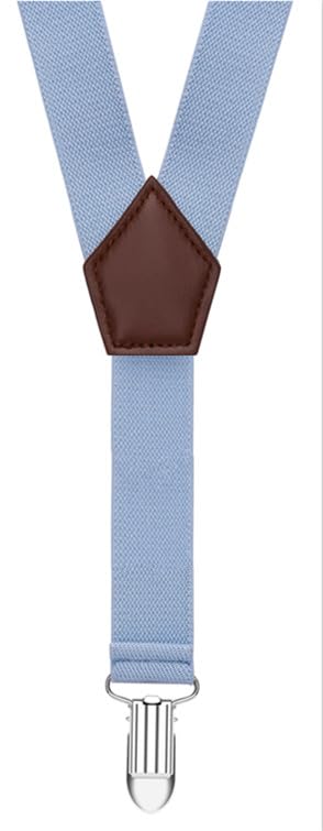 Mcvotcot Big Boys' Suspenders and Bow Tie Set Adjustable Elastic 39 Inches Baby Blue