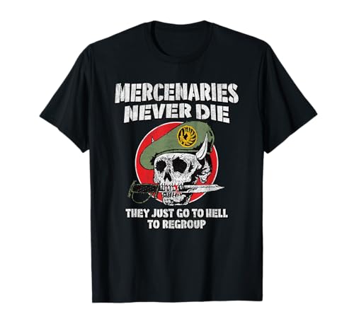 Los mercenarios nunca mueren, solo se reagrupan, calavera retro militar Camiseta