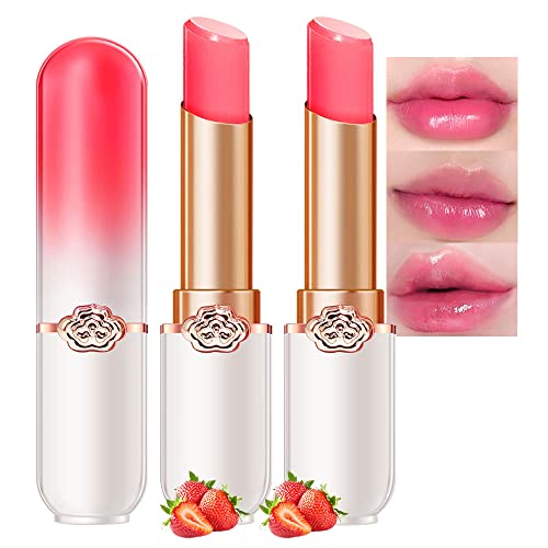 Bingbrush 2 Pcs Strawberry Color Changing Lipstick Queen,Ph Mood Long Lasting Labiales Lip Gloss Lip Balm Tinted Magic Lip Stain Glossly Makeup Moisturize Lipstick Set For Women #TOP9