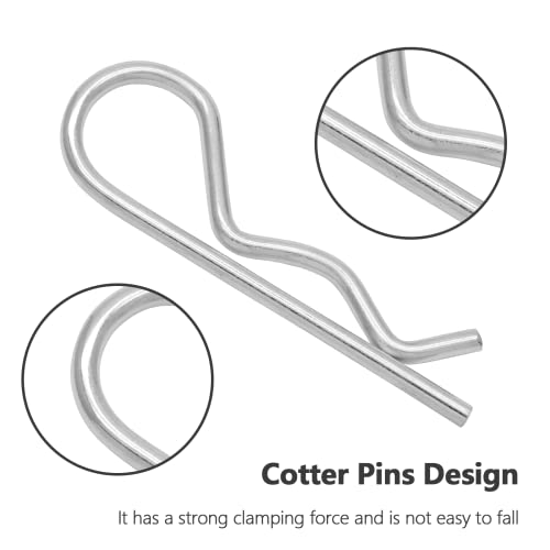 Bonsicoky 20Pcs R Clips Hitch Pins Clips, Stainless Steel Retaining Cotter Pins Spring Clip Hair Pins For Tractor, Lawn Trailer, Truck Tow Bar - M2 X 50Mm #TOP4