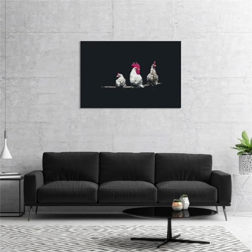 Tableau coq design moderne grand format pour embellir une cuisine