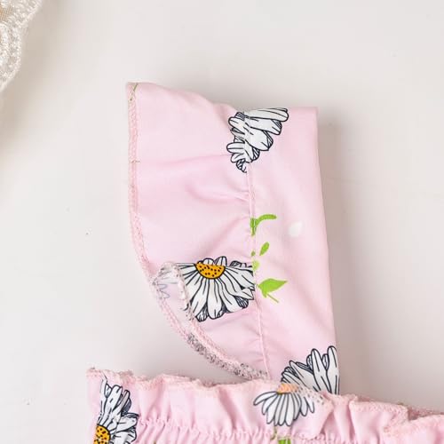 Toddler Baby Girl Dress Summer Clothes Cute Buttons Ruffle Sleeve Camisole Flower Outfits 2-6 Years Old4