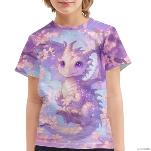 Image of WELLFLYHOM Kids Tshirts Girls Boys Short Sleeve Crewneck Tees Shirts Casual Sport Pullover Tops Size 3-16 Years