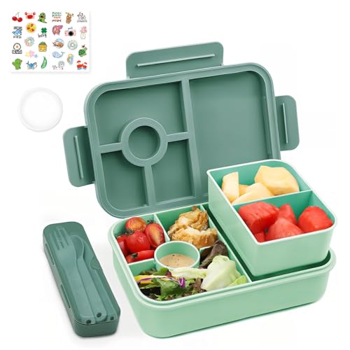 Bugucat Brotdose Kinder mit Fächern 1300ML, Lunchbox Kinder Auslaufsicher...