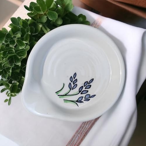Image of Malaikah Ceramic Spoon Rest Leaf Pack of 2 for Home, Kitchen, Dining, Kitchen Decor & Gifting