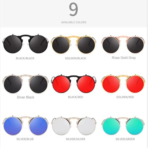 Lunettes de soleil pliables Steampunk double lentille UV400 accessoire mode mixte