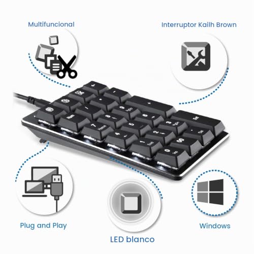 Teclado numérico mecánico con cable USB PERIPAD-303 para evitar errores de digitación 2