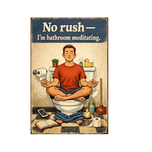 No Rush Im Bathroom Meditating Metal Tin…