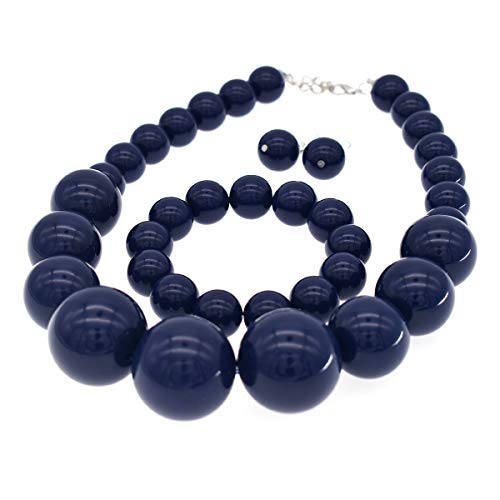 Large Big Faux Pearl Necklace for Women Chunky Pearl Necklace and Earrings set 1920s Costume Jewelry set Prom party Wedding4