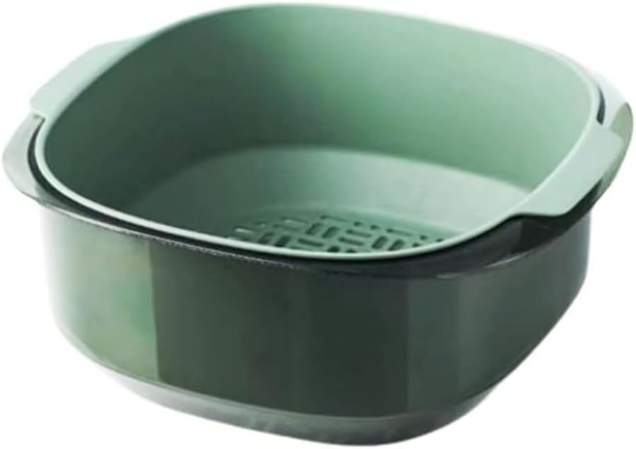 GAORUIFENG Bowl Set 2 in 1 Colander Thicker Colander Bowl Set Colander Bowl Set Bowl Set Stack Flat draining net Colander Bowl Japanese Stylish Colander Bowl Set Kitchen Supplies (D) (A)