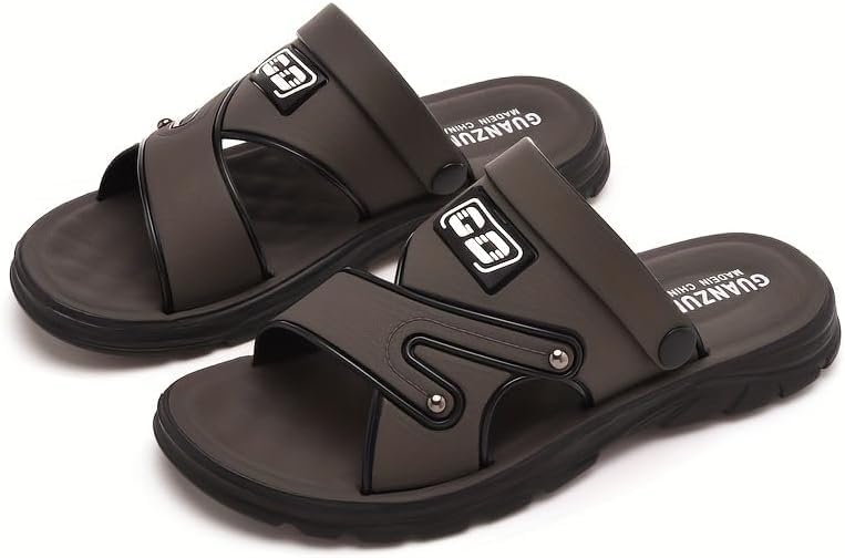 Men's slippers, men's letter design casual sandals slippers, summer outdoor non slip beach shoes