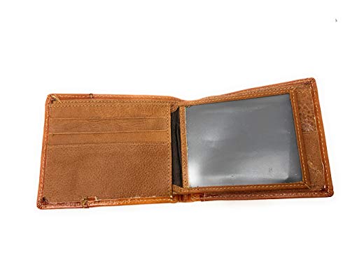 Western Men's Genuine Leather Floral Tooled Laser Cut Praying Cowboy Wallet in 9 colors (Brown)4