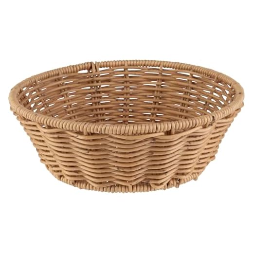 APS 40340 COVE Corbeille ronde tressée beige en polypropylène, récipient en osier pour petits pains ou aliments, diamètre : 20 cm, hauteur : 7 cm, beige