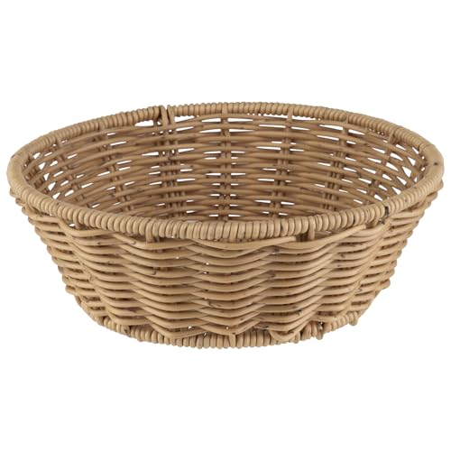 APS 40340 Korb rund „COVE“, Beiger Flechtkorb, Körbchen aus Polypropylen, Behältnis aus Flechtwerk, Brötchenkorb, Lebensmittelkorb, Durchmesser Ø 20 cm, Höhe 7 cm, beige