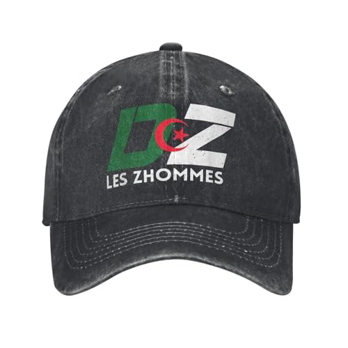 ZPOJDHBYC DZ Supporter Gorra de béisbol argelina Djazair Vaqueros Vintage Desgastados Lavados en África Gorro árabe Unisex Cascos de softo para Exteriores Algodón, para Todas Las Estaciones