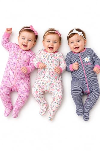 Image of TuddyBuddy Baby Girl's Cotton Printed Full Sleeves Sleepsuit /Footed Rompers for Baby Girl