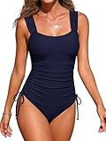Conception Unique：Ce maillot de bain femme 1 pieces adopte un décolleté col carré et de larges bretelles élastiques, alliant style et élégance. Il enveloppe parfaitement le corps sans risque de dévoilement, offrant un confort personnalisé. Les coussinets de soutien-gorge sont amovibles.des cordons ajustables sont conçus des deux côtés de la taille pour des ajustements personnalisés.
