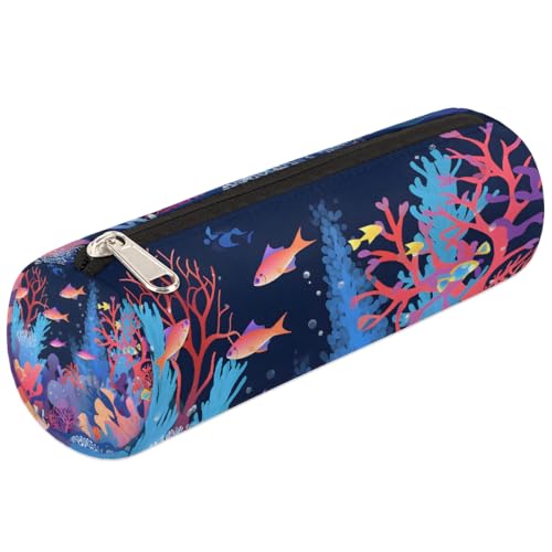 Mexpekil Bunte Unterwasserwelt Federmäppchen, Schulbedarf, Tasche für Mädchen, Jungen, Teenager, Frauen, Make-up-Pinseltasche