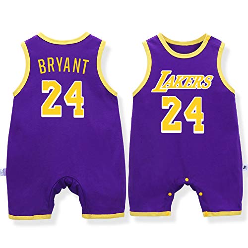 Baby Basketball Uniform, Gruppennummer, ärmellose Weste, 0-12 Monate Baumwolle James Lakers Overall,Purple-2,66cm