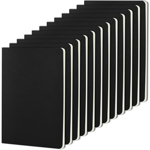 ZCZN Cuadernos A5 Rayado de Kraft Negro, Paquete de 12 Libretas de Notas con Rayas Bloc de Notas Libreta A5, 60 Páginas/ 30 Hojas para Escribir Diario Escuela Alumno Oficina