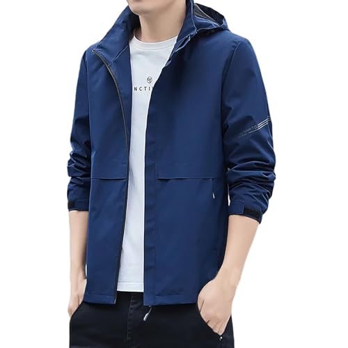 Cexiakong Sudadera para hombre, chaqueta ligera para el tiempo libre, chaqueta de entretiempo, manga larga, invierno, exterior, sencilla chaqueta bomber, T azul., M