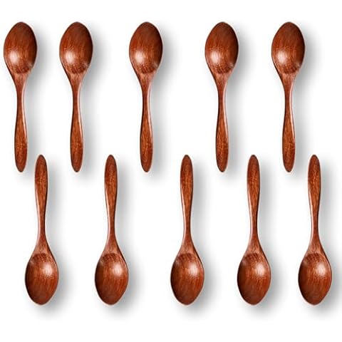 10PCS Small Wooden Spoon 5.5 Inch Teaspoon for Honey Coffee Eating Cover