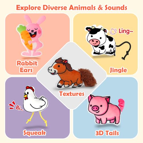 Avesa Baby Toys 6-12 Months - Soft Sensory Box Infant Toy with Stuffed Animals, Rattle, Crinkle Paper, Mirror - 6 Month Old Must Haves Boy Girl Babies Birthday for 1 Year Old Learning Toys - Image 6