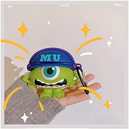 Miniatura 7 de Funda de silicona ultra gruesa y suave para Apple AirPods Pro 2019 Generación 2019 con llavero verde Mike Monster 3D de dibujos animados anime,