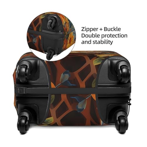 Funny giraffe Cute Sunflower Vintage Elastic Travel Luggage Cover Travel Suitcase Cover for Trunk Case 19''-32'' Luggage Protective Cover4