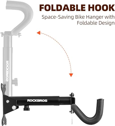 ROCKBROS Fahrrad Wandhalterung 90° klappbare Fahrradhalter Wandabstand Fahrradständer Fahrradaufhänger mit Helmhake 30 kg Tragen MTB Rennrad