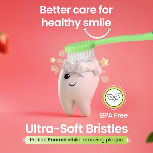 Image of LuvLap Baby Toothpaste for Kids 80gm + 25% Extra, Strawberry Flavour with Free Toothbrush, SLS & Fluoride Free Baby Toothpaste, Prevents Bacteria & Cavities, Ensures Healthy Teeth & Gums, 12M+