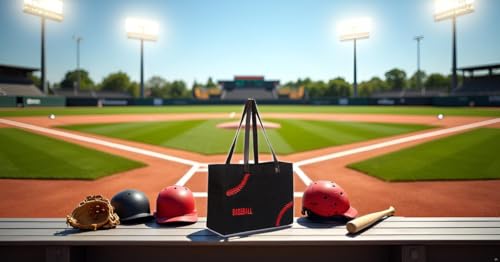 Bolsa Tote XL para mamá de béisbol de lona negra miniatura 6